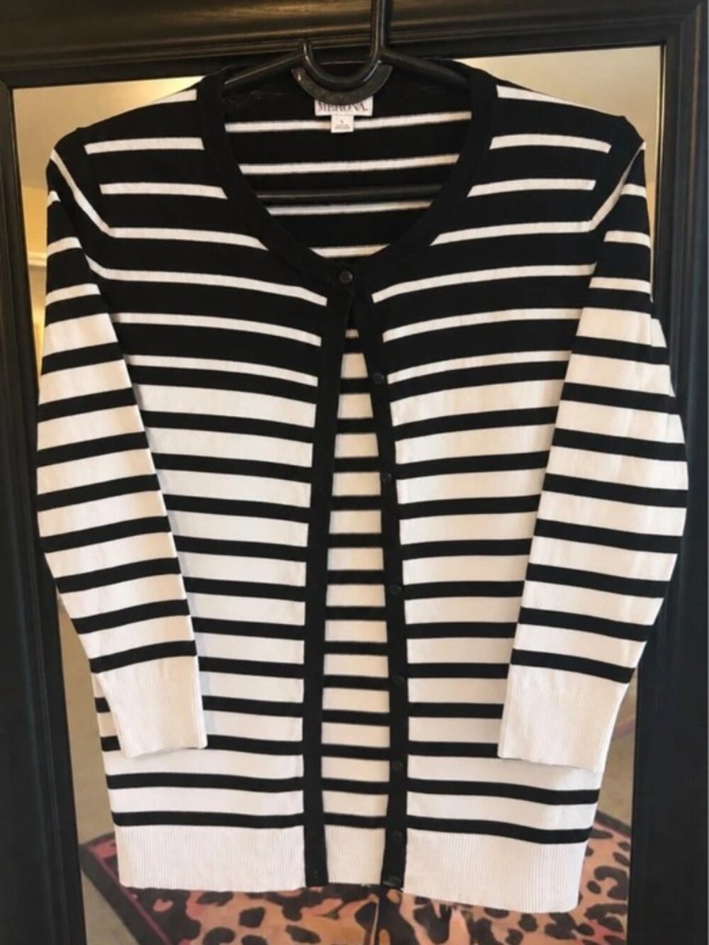 Classic Black & White Striped Cardigan
